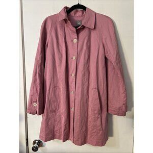 J. Jill Pea Coat Pink Jacket Sz S Cotton Linen Blend Lined Shell‎ Button